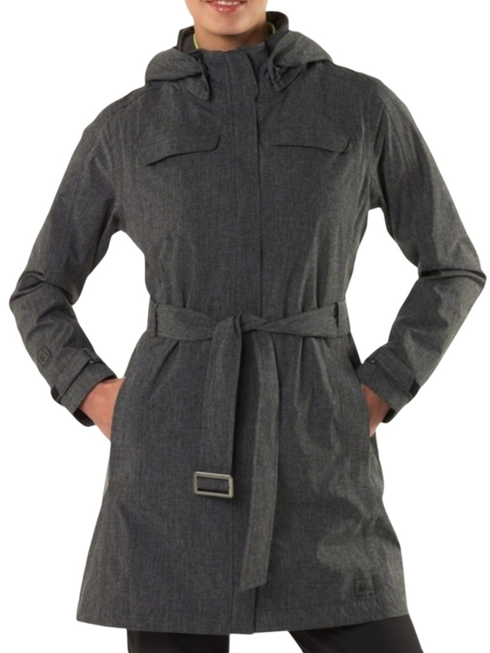 REI La Selva Element Hooded Gray Trench Coat Rain Jacket Size XS